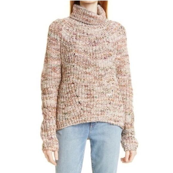 NWOT LINED Brand Luxie Marled Multicolor Knit Wool Blend Turtleneck Sweater XS - Picture 4 of 7